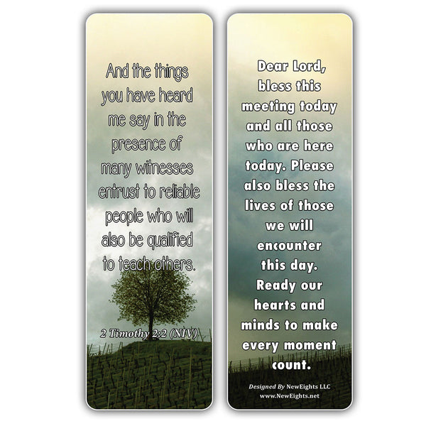 NewEights Popular Prayers and Bible Scriptures about Opening Prayer for Meetings Bookmarks (12-Pack) – Daily Motivational Card Set