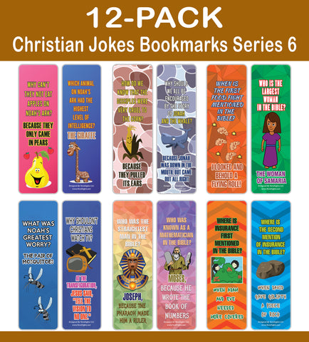 NewEights Christian Funny Jokes Bookmarks Series 6 (12-Pack) – Awesome Gags Bookmarks