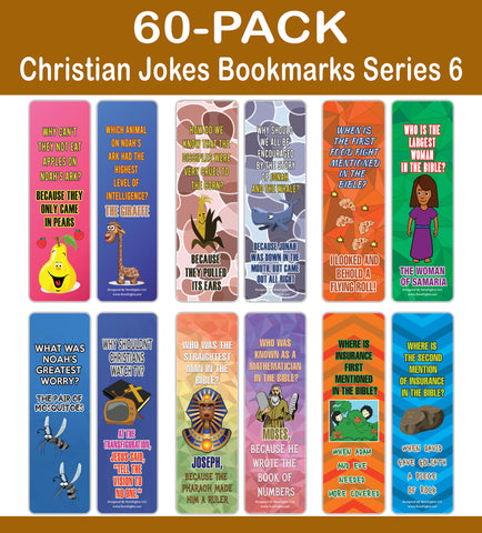 NewEights Christian Funny Jokes Bookmarks Series 6 (60-Pack) – Bulk Gifts Bookmarkers