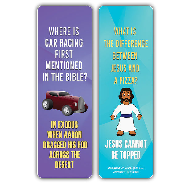 NewEights Christian Jokes Bookmarks for Kids Series 10 (12-Pack) - Church Gift Giveaways