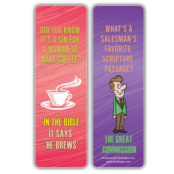 NewEights Christian Funny Jokes Bookmarks Series 10 (60-Pack) – Awesome Gags Bookmarks