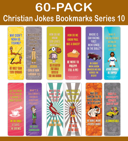NewEights Christian Funny Jokes Bookmarks Series 10 (60-Pack) – Awesome Gags Bookmarks