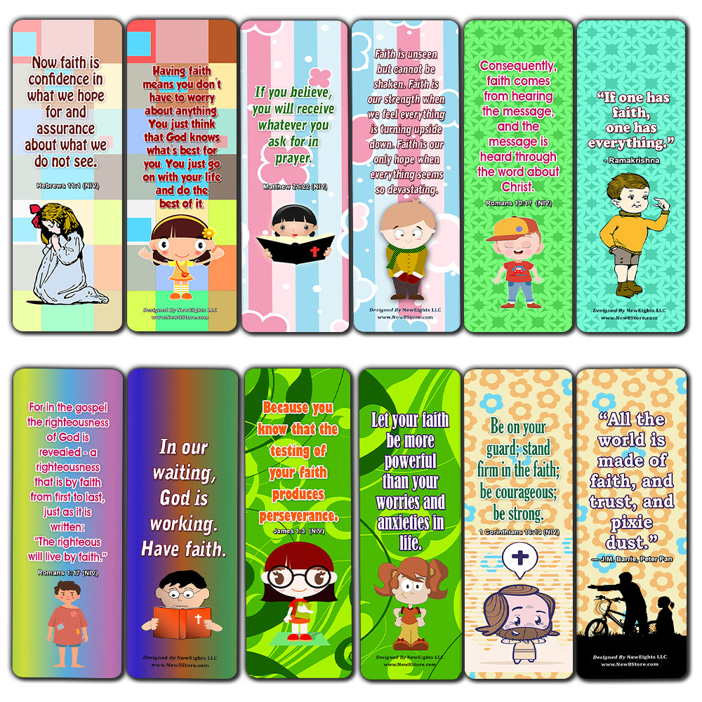 NewEights Famous Verses and Quotes on Faith (60-Pack) – Daily Motivational Card Set – Collection Set Book Page Clippers – Ideal for Church Events