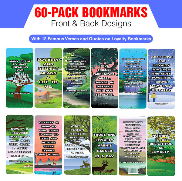 NewEights Famous Verses and Quotes on Loyalty (60-Pack) – Daily Motivational Card Set – Collection Set Book Page Clippers – Ideal for Church Events