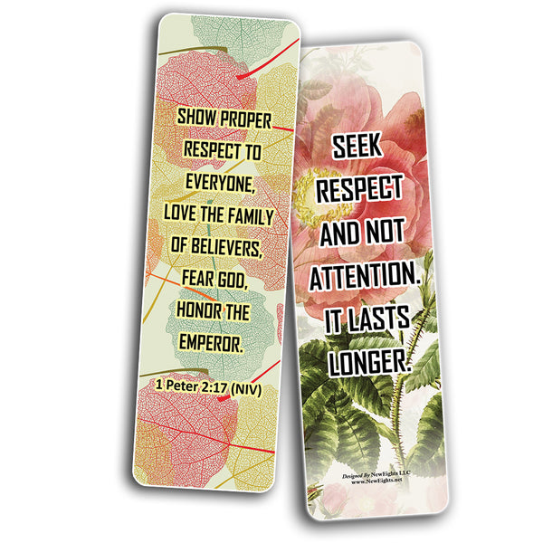 NewEights Famous Verses and Quotes on Respect (60-Pack) – Daily Motivational Card Set – Collection Set Book Page Clippers – Ideal for Church Events
