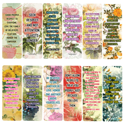 NewEights Famous Verses and Quotes on Respect (60-Pack) – Daily Motivational Card Set – Collection Set Book Page Clippers – Ideal for Church Events