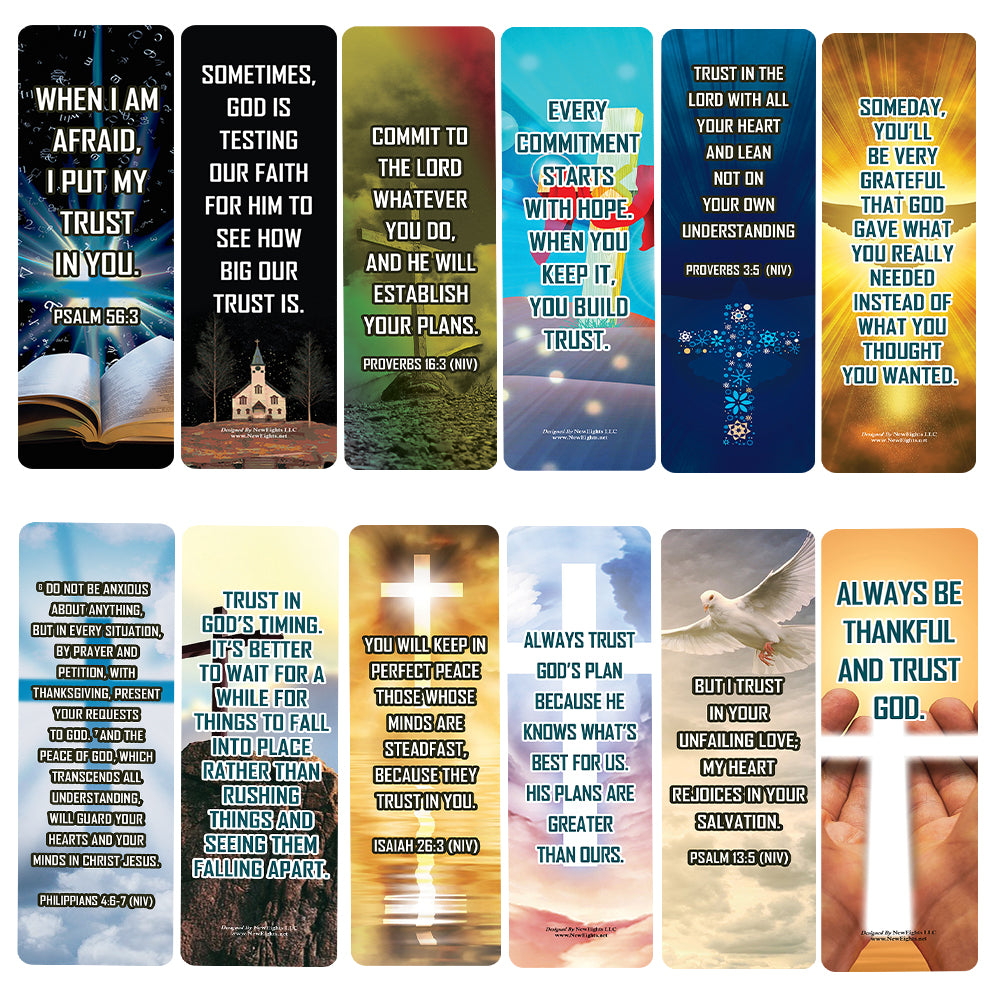 NewEights Famous Verses and Quotes on Trust (60-Pack) – Daily Motivational Card Set – Collection Set Book Page Clippers – Ideal for Church Events
