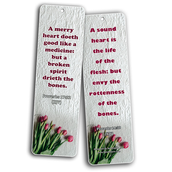 KJV Religious Bookmarks - Bible Verses About Health (60 Pack) - Perfect Giftaway for Sunday Schools and Ministries