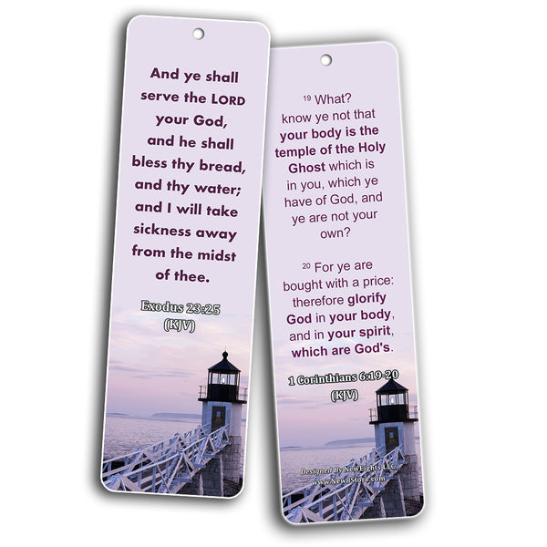 KJV Religious Bookmarks - Bible Verses About Health (60 Pack) - Perfect Giftaway for Sunday Schools and Ministries