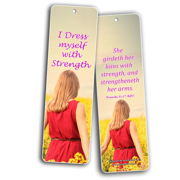 Feminine Strength Scripture Bookmarks (60 Pack) - Perfect Giveaways for Sunday School and Ministries Designed to Inspire Women