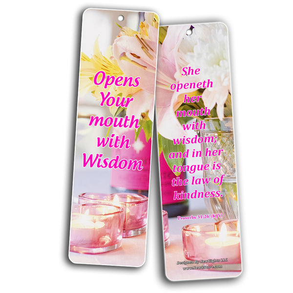 Feminine Strength Scripture Bookmarks (60 Pack) - Perfect Giveaways for Sunday School and Ministries Designed to Inspire Women