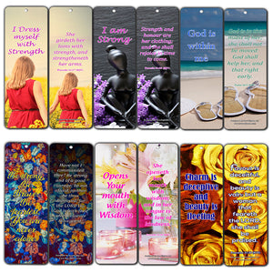 Feminine Strength Scripture Bookmarks (60 Pack) - Perfect Giveaways for Sunday School and Ministries Designed to Inspire Women