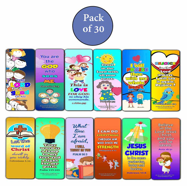 Short Bible Verses for Kids Bookmarks (30-Pack) - Handy Memory Verses for Kids and Colorful Bookmarks Perfect for Children?s Ministries and Sunday Schools