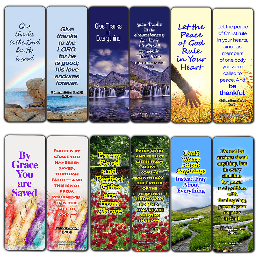 Thankful Gratitude Bible Verses Bookmarks Cards (30 Pack) - Christian Gifts for Men Women Teens - Stocking Stuffers for Cell Group Church Ministry Supplies Easter Christmas Evangelism