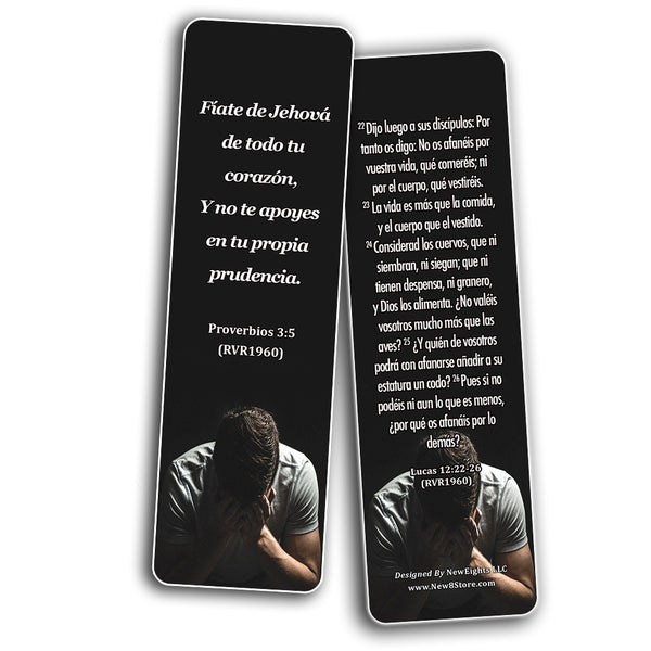 Spanish Religious Bookmarks - Bible Verses About Trusting the Lord During Crisis (60-Pack) - Christian Basket Stuffers for Good Friday Easter Thanksgiving Christmas Cell Group Church Supplies