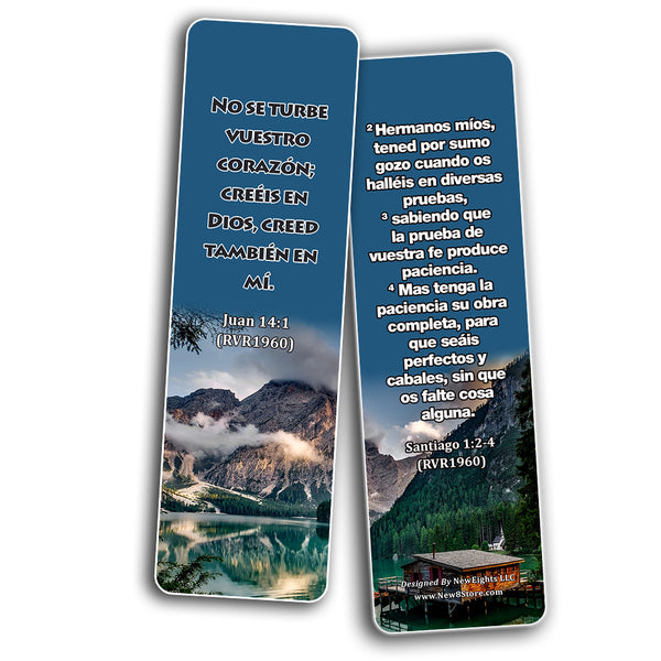 Spanish Religious Bookmarks - Bible Verses About Trusting the Lord During Crisis (60-Pack) - Christian Basket Stuffers for Good Friday Easter Thanksgiving Christmas Cell Group Church Supplies