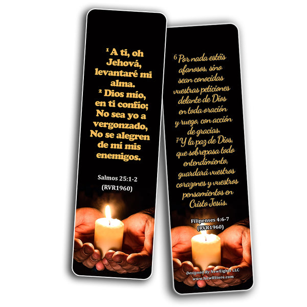 Spanish Religious Bookmarks - Bible Verses About Trusting the Lord During Crisis (60-Pack) - Christian Basket Stuffers for Good Friday Easter Thanksgiving Christmas Cell Group Church Supplies