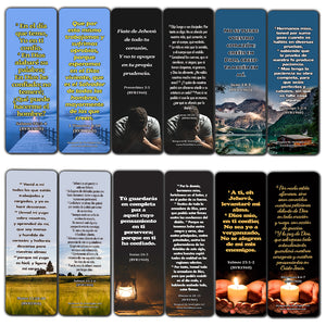 Spanish Religious Bookmarks - Bible Verses About Trusting the Lord During Crisis (60-Pack) - Christian Basket Stuffers for Good Friday Easter Thanksgiving Christmas Cell Group Church Supplies