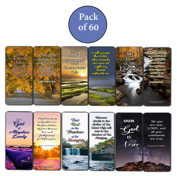 Religious Scriptures about Walking with God Bookmarks (60 Pack) - Perfect Giveaway for Sunday School - Prayer Cards - War Room Decor - Encouragement Gifts - VBS Gifts