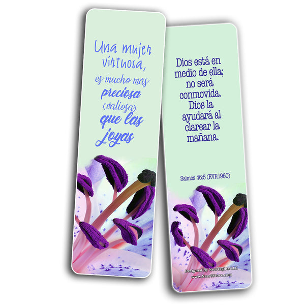 Spanish Devotional Bible Verses for Women Bookmarks (30 Pack) - Handy Life Changing Bible Texts and Quotes That Are Very Uplifting Perfect for Daily Devotional for Women