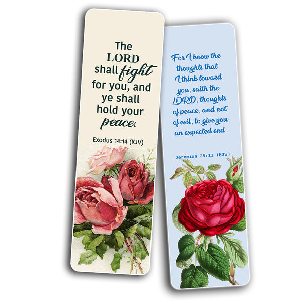 Religious Empowering Bible Verses Flowers Bookmarks for Women (60 Pack) - Perfect Giveaways for Sunday School and Ministries Designed to Inspire Women