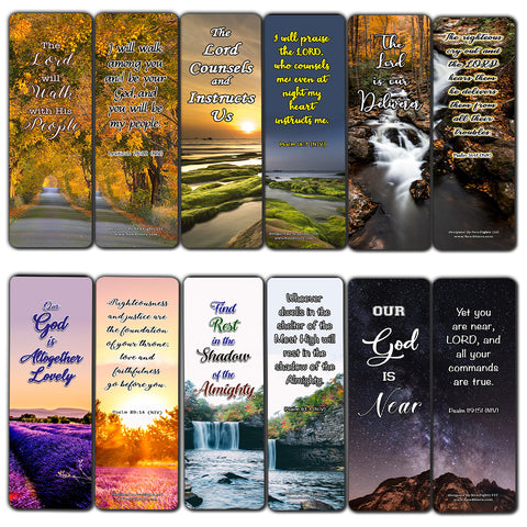 Religious Scriptures about Walking with God Bookmarks (60 Pack) - Perfect Giveaway for Sunday School - Prayer Cards - War Room Decor - Encouragement Gifts - VBS Gifts