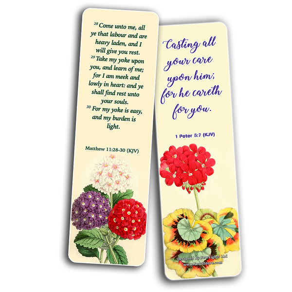 Christian Flower Bookmarks for Women Girls Tweens KJV Scriptures Series 1 (30 Pack) - Bible Verse John 3:16 Jeremiah 29:11 Joshua 1:9 Encouragement Gifts Stocking Stuffers Church Supplies VBS