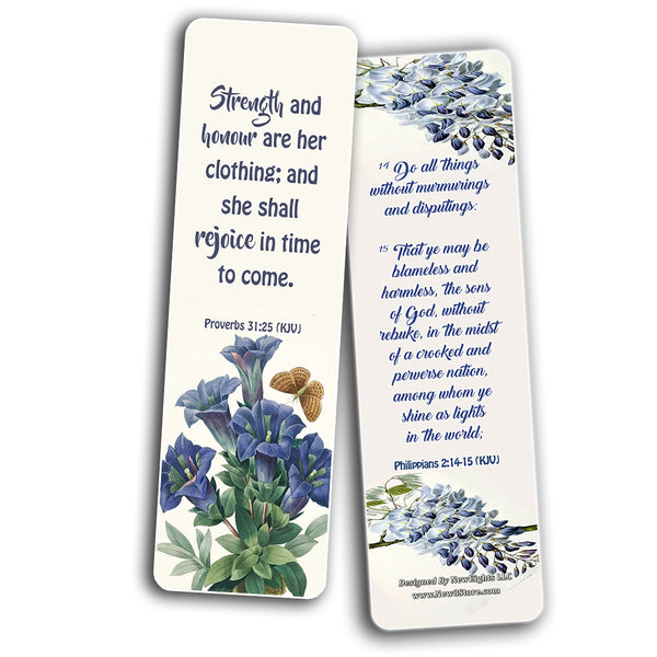 Religious Bookmarks for Virtuous Women Flower KJV Scriptures Series 2 (30 Pack) - Church Supplies for Ministry Bulletin Cell Group Baptism Evangelism Christmas - Church Ministry Supplies For Women's