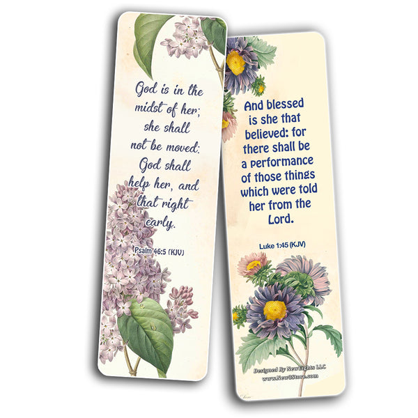 Flower Bookmarks Cards KJV Scriptures Series 2 (60 Pack) - Great Pagekeeper for Bible Journaling Women Ministry Inspirational Scriptures Quotes - Stocking Stuffers Church Supplies VBS