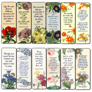 Flower Bookmarks Cards KJV Scriptures Series 2 (60 Pack) - Great Pagekeeper for Bible Journaling Women Ministry Inspirational Scriptures Quotes - Stocking Stuffers Church Supplies VBS