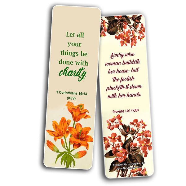 Floral Bookmarks for Women King James KJV Scriptures Cards Series 3 (30 Pack) - Proverbs Psalm Colossians Bible Verse to Inspire Motivate - Great Gifts for Women Moms Daughters Christmas Thanksgiving