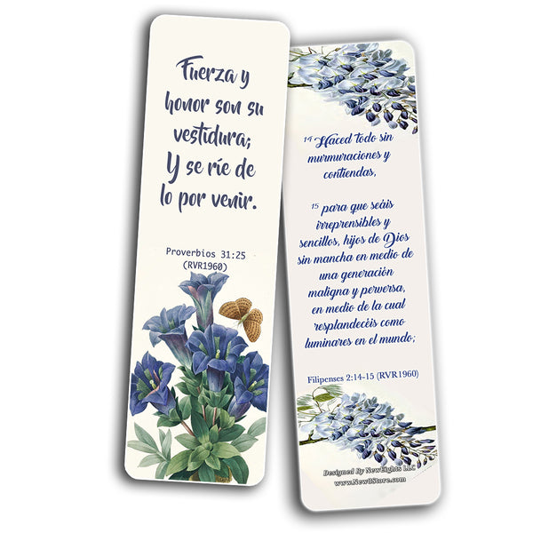Spanish Virtuous Women Proverbs 31 Flower Bookmarks Scriptures Series 2 (60 Pack) - RVR1960 Perfect Gift for Sunday School Cell Group Church Women Ministry Supplies Stocking Stuffers