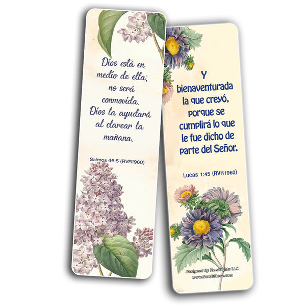 Spanish Flower Bookmarks Scriptures Series 2 for Women (30 Pack) - Bible Verses Cards Vintage Floral - Thanksgiving Christmas Birthday Bible Study Gifts for Mom Daughter Sisters Friends