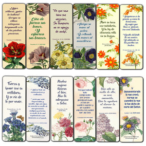 Spanish Virtuous Women Proverbs 31 Flower Bookmarks Scriptures Series 2 (60 Pack) - RVR1960 Perfect Gift for Sunday School Cell Group Church Women Ministry Supplies Stocking Stuffers