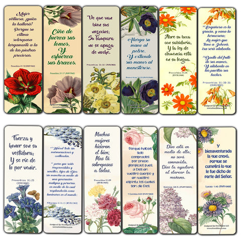 Spanish Flower Bookmarks Scriptures Series 2 for Women (30 Pack) - Bible Verses Cards Vintage Floral - Thanksgiving Christmas Birthday Bible Study Gifts for Mom Daughter Sisters Friends