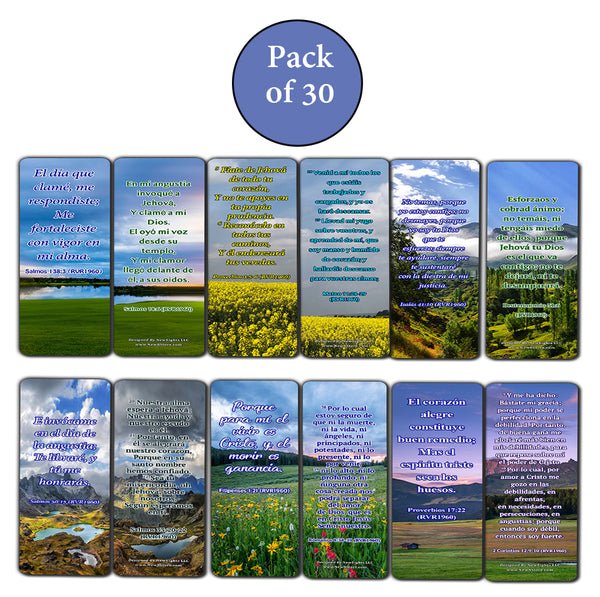 Spanish Inspirational Bible Verses for Cancer Patients Bookmarks (30-Pack)