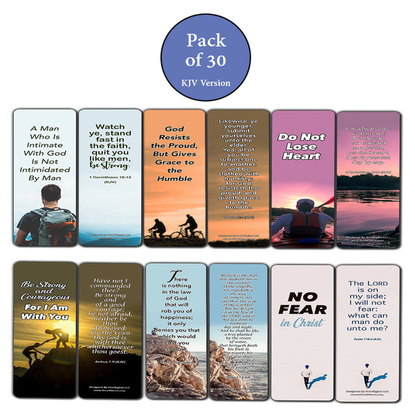 Popular Bible Verses for Men Bookmarks KJV (30-Pack) - Christian Gifts for Men Church Supplies Encouragement