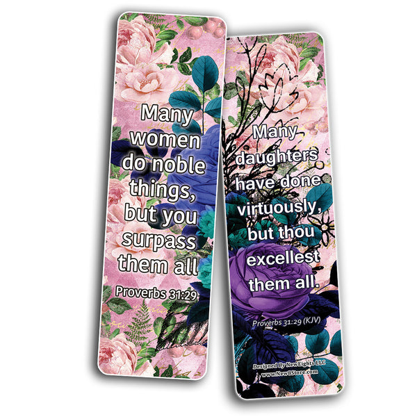 Virtuous Women Proverbs 31 KJV Scriptures Bookmarks for Women (30-Pack) - Bible Verses on How to Become A Godly Woman