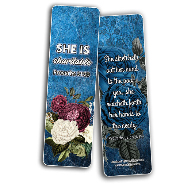 Virtuous Women Proverbs 31 KJV Scriptures Bookmarks for Women (60-Pack) - Best Giftaway for Women Ministries