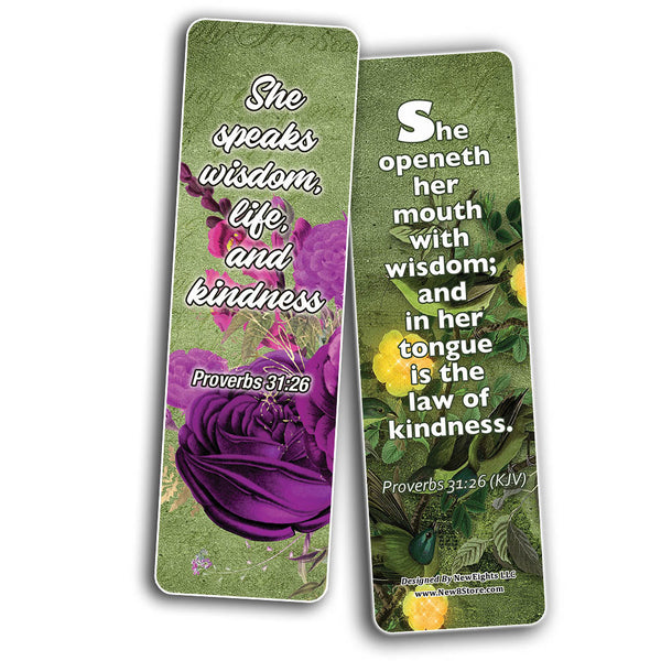 Virtuous Women Proverbs 31 KJV Scriptures Bookmarks for Women (30-Pack) - Bible Verses on How to Become A Godly Woman