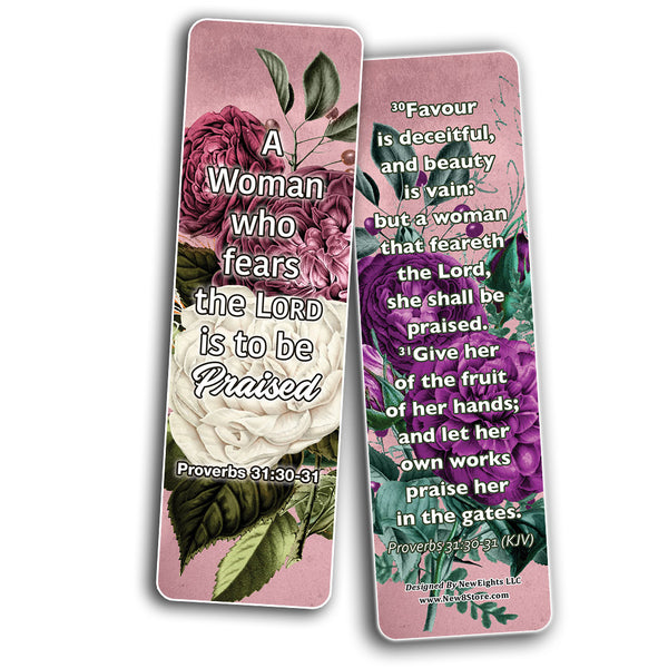 Virtuous Women Proverbs 31 KJV Scriptures Bookmarks for Women (30-Pack) - Bible Verses on How to Become A Godly Woman