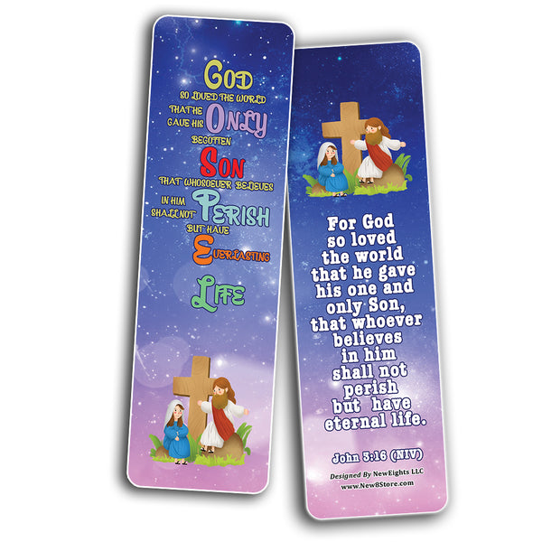 Salvation Gospel Bible Verses Bookmarks for Kids (60-Pack) - Perfect Giveaways for Sunday School, VBS and Children's Ministry