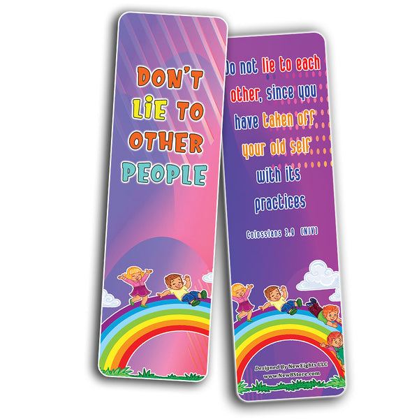 NEBM2230 - Be Honest All The Time Memory Verses Bookmarks for Kids (60-Pack) - Perfect Giveaways for Sunday School, VBS and Children's Ministry