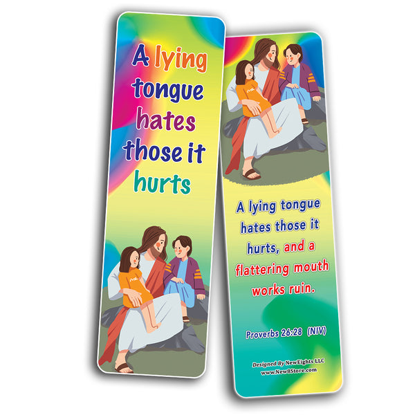 NEBM2230 - Be Honest All The Time Memory Verses Bookmarks for Kids (60-Pack) - Perfect Giveaways for Sunday School, VBS and Children's Ministry