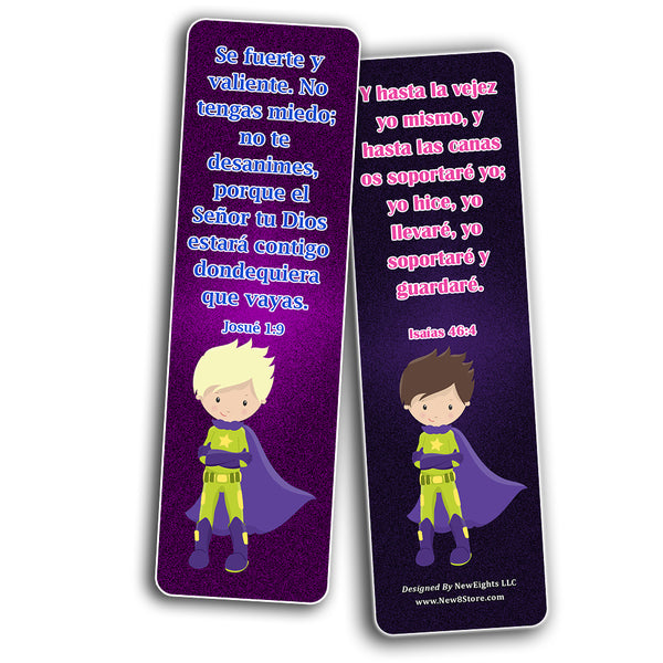Spanish Religious Bookmarks for Kids - Super Hero (60 Pack) - Perfect Gift away for Sunday School and Ministries