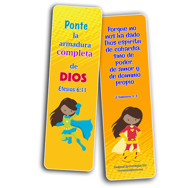 Spanish Religious Bookmarks for Kids - Super Hero (60 Pack) - Perfect Gift away for Sunday School and Ministries