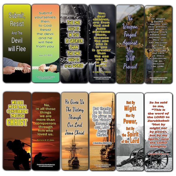 Spiritual Warfare Scriptures: Help for Facing Life's Battles Bible Bookmarks (60-Pack) - Perfect Giftaway for Sunday School and Ministries - Reverence Bible Texts VBS Sunday School Easter Baptism Gift