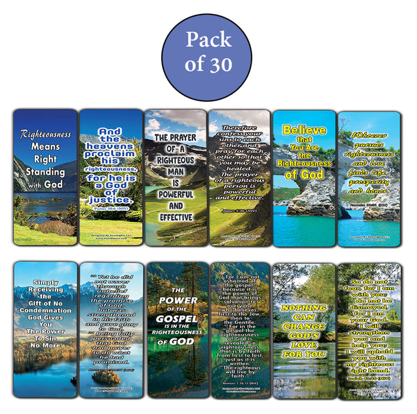 The Power of God's Righteousness Bible Bookmarks (30-Pack) - Stocking Stuffers Devotional Bible Study - Church Ministry Supplies Teacher Classroom incentive Gifts