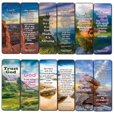 NewEights God Is My Strength Bible Bookmarks (30-Pack) - Stocking Stuffers Encouragement Tool - Bible Study Church Supplies Teacher Incentive Gifts