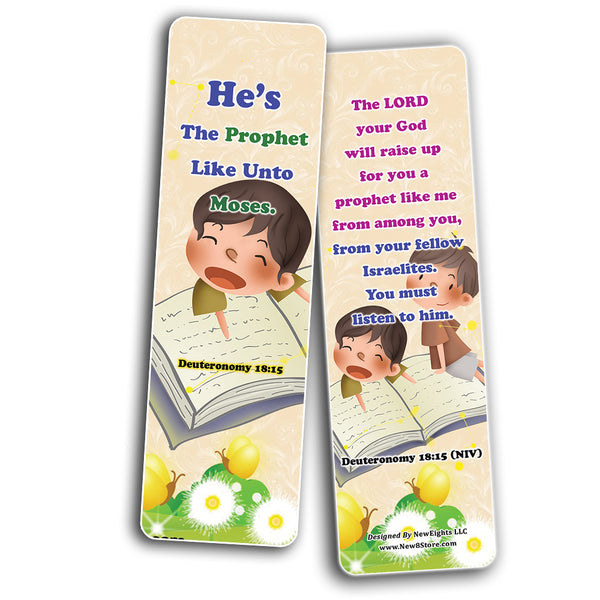 NewEights Jesus Throughout the Bible Bookmarks Series 1 (30-Pack) - Stocking Stuffers Adoration Devotional Bible Study - Church Ministry Supplies Classroom Teacher Incentive Gifts Giveaways